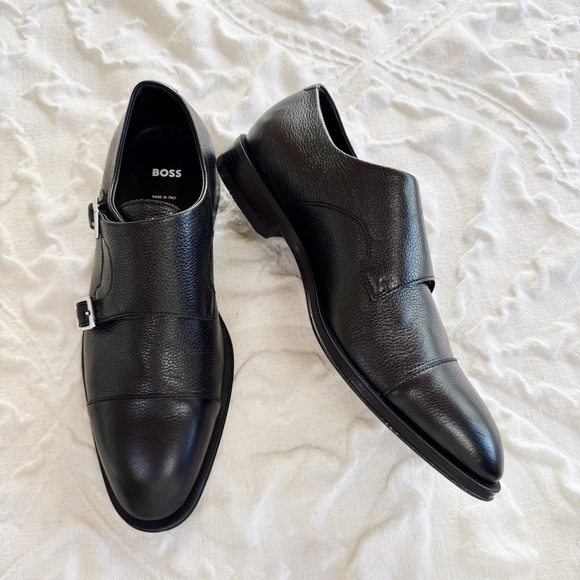 BOSS Double Strap Monk Leather Grain Shoes Size 7.5 - Picture 6 of 11
